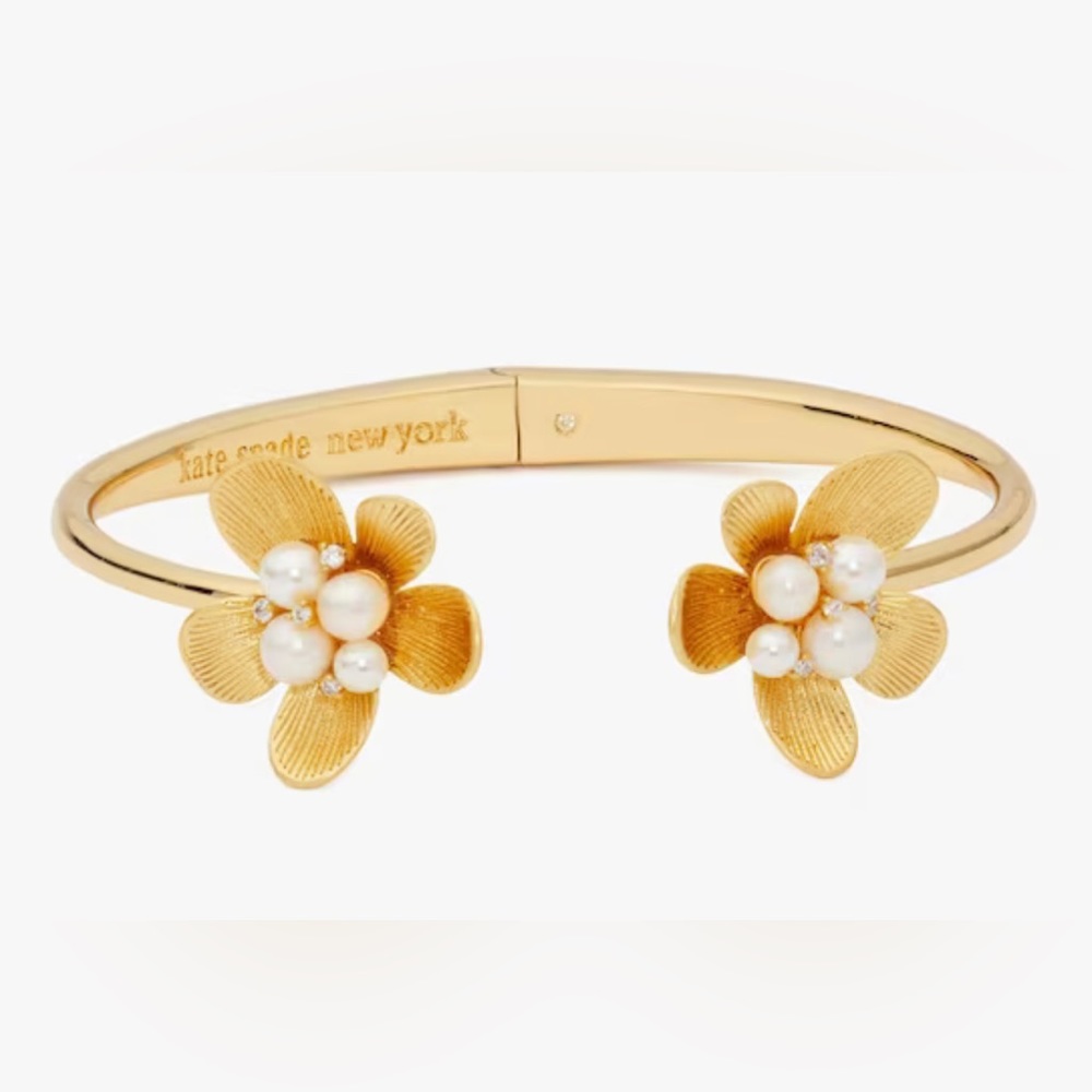 kate spade-SET”Garden Party” Gold Floral and Pearl Necklace and Bracelet - Picture 3 of 10